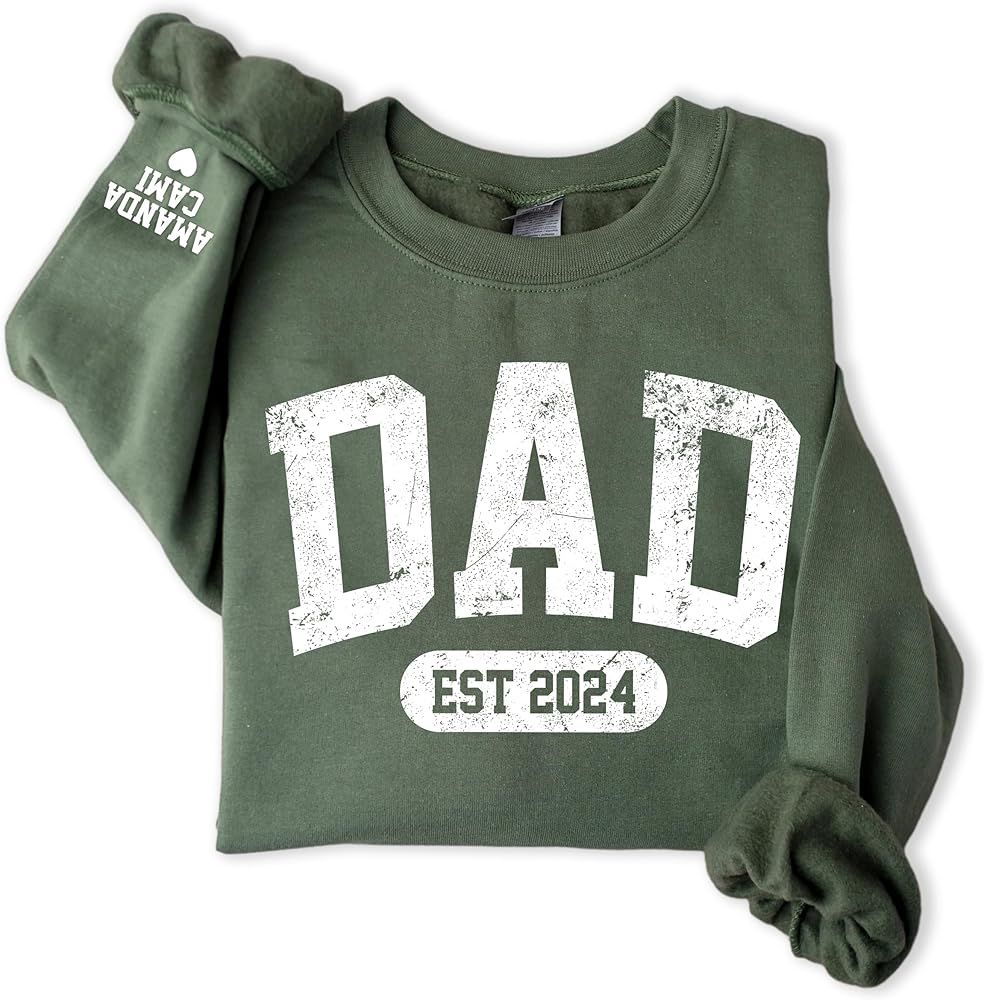 Personalized Dad Sweatshirt with Kid Names on Sleeve, Custom Dad Sweatshirt, Dad Est Gift, Gift F... | Amazon (US)