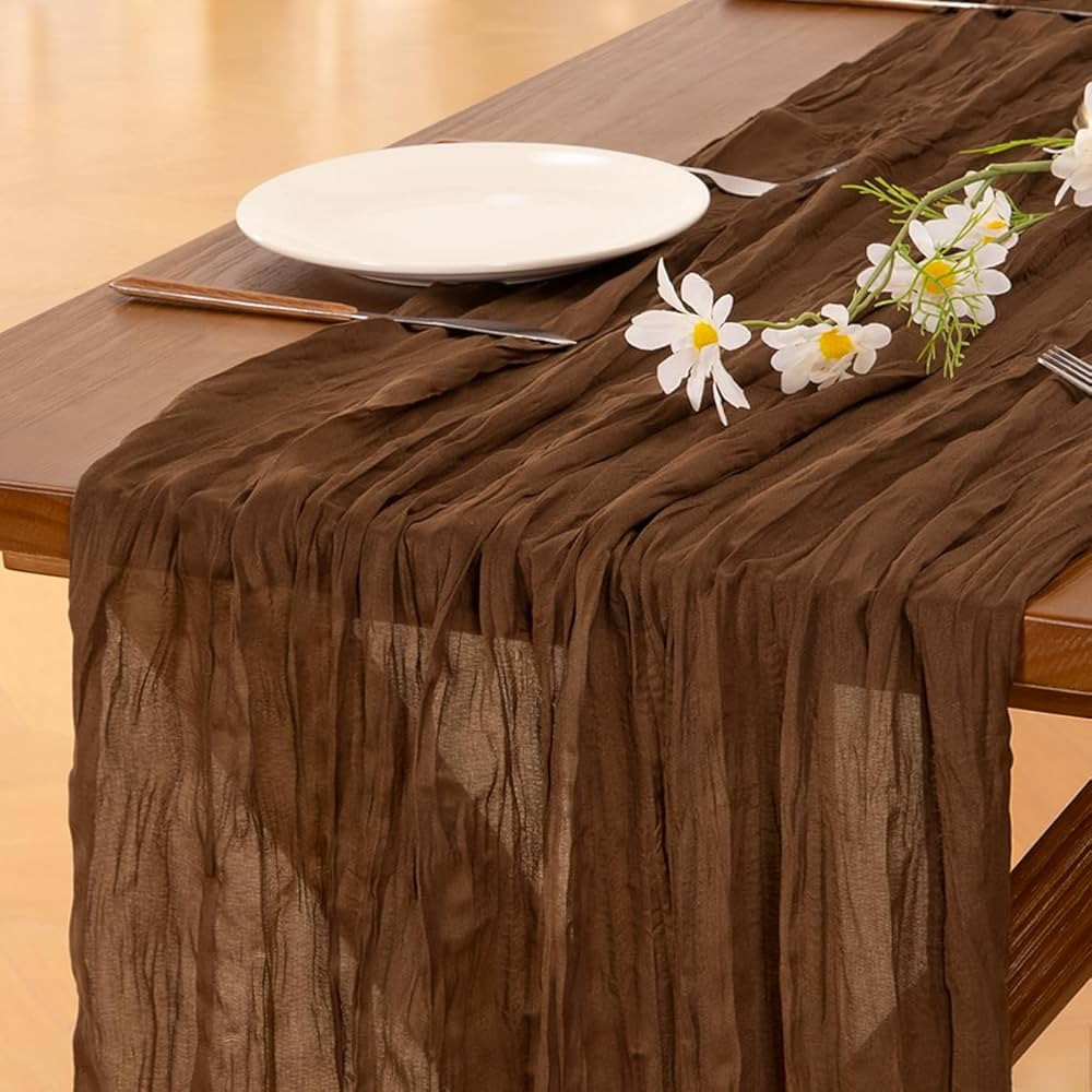 Socomi Brown Coffee Cheesecloth Table Runner Fall Thanksgiving Boho Rustic Gauze 120 inch 10FT Ch... | Amazon (US)