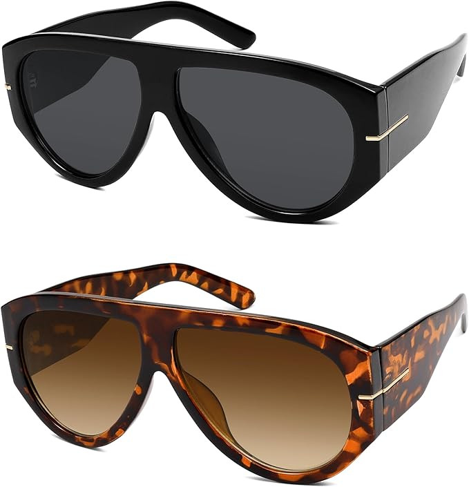 Oversized Retro Aviator Sunglasses Womens Mens 70s Classic Vintage Sun Glasses AR82227 | Amazon (US)