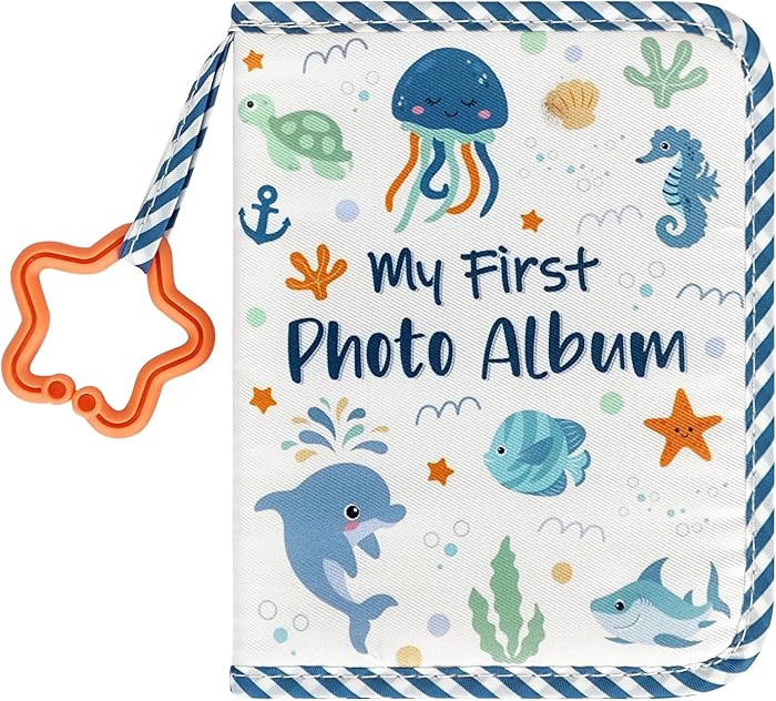 Baby's First Family Album - Soft Cloth Photo Book Gift Set with Baby-Safe Mirror | 5.5x7 Inch Hol... | Amazon (US)