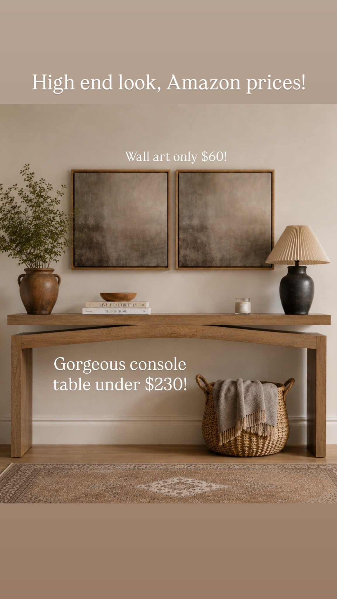 This console table looks so high-end, but is under $230. This artwork is gorgeous and only $60 each. ￼

#LTKSaleAlert #LTKHome