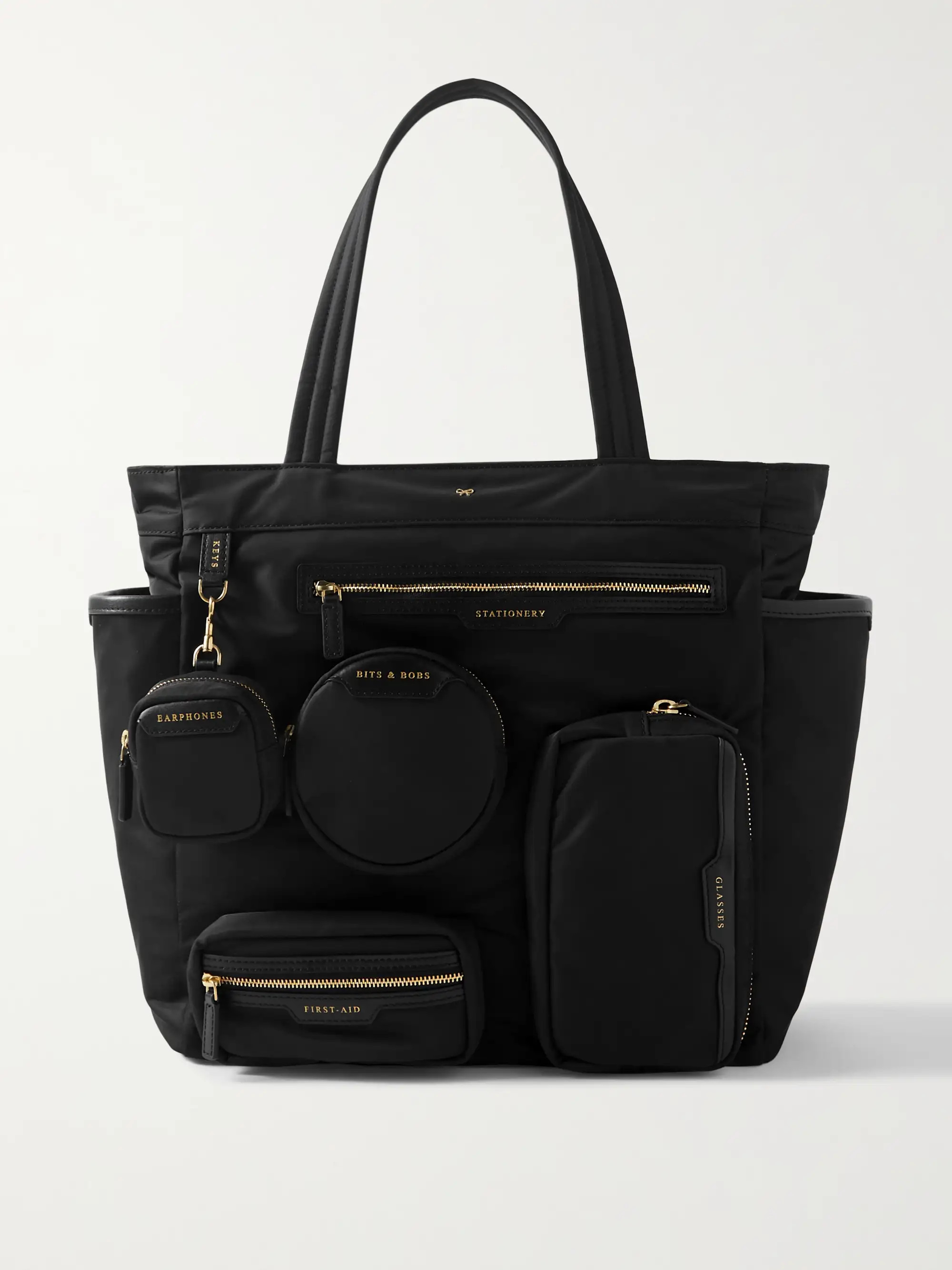 Commuter leather-trimmed ECONYL tote - black - One Size | NET-A-PORTER (US)