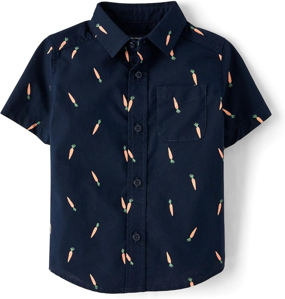 The Children's Place Baby Boys' and Toddler Poplin Short Sleeve Button Down Shirt | Amazon (US)