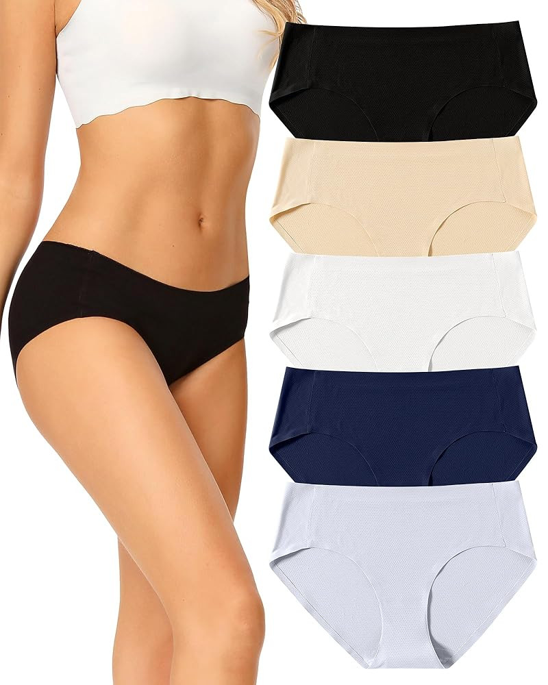 voenxe Women Seamless Hipster Underwear,Breathable Ladies Panties Bikini,No Show Briefs,Comfortab... | Amazon (US)