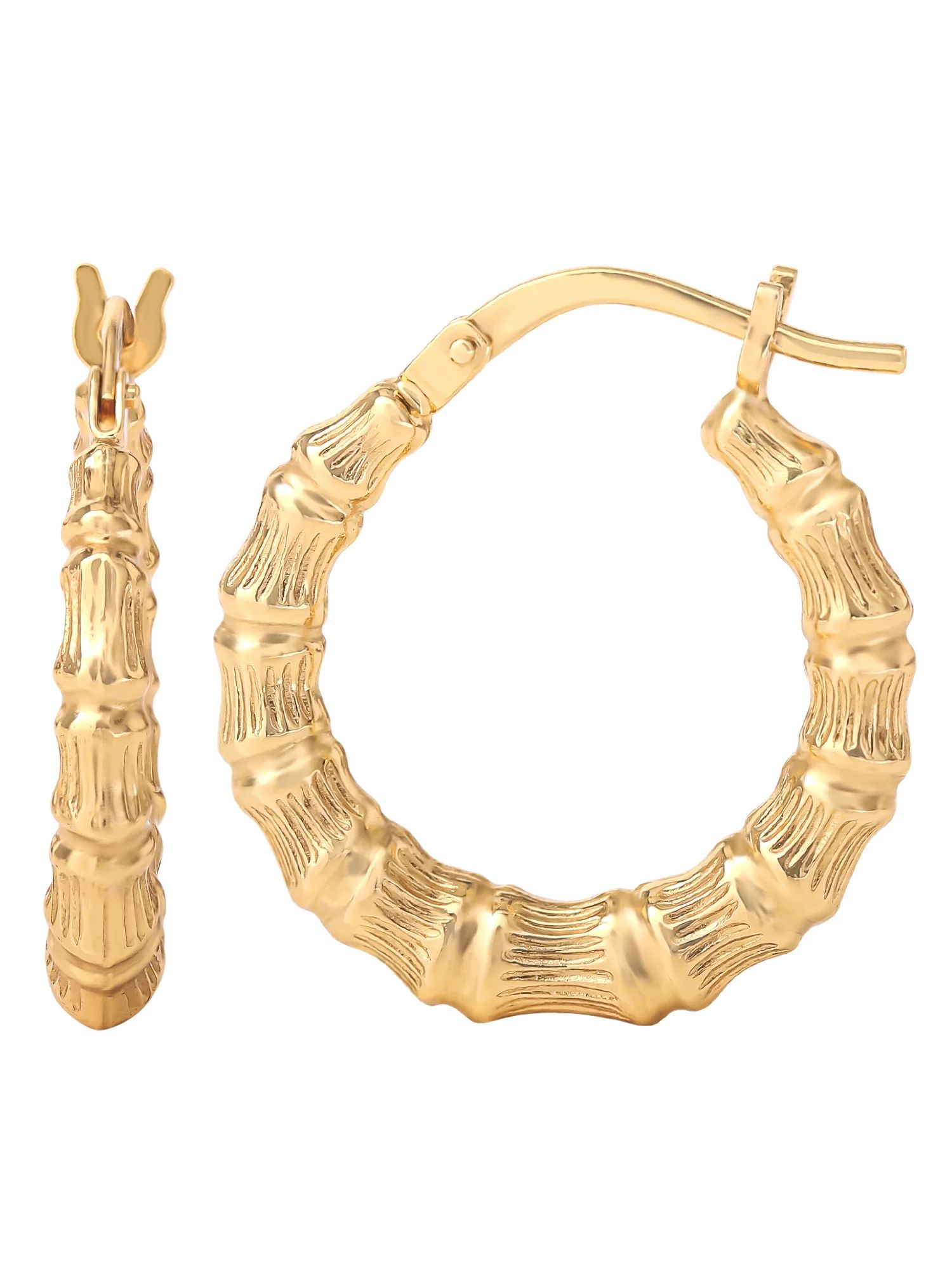 JS Jessica Simpson Women’s Gold Plated Sterling Silver Bamboo Hoop Earrings - Walmart.com | Walmart (US)