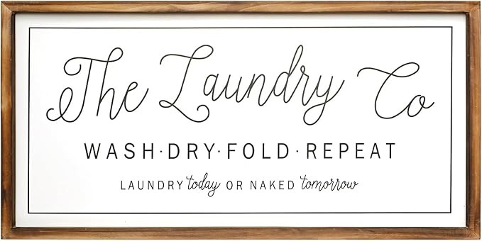 Large Laundry Sign for Laundry Room Decor 24''×12'' Farmhouse Laundry Room Wall Decor The Laundr... | Amazon (US)