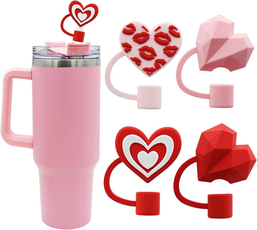 Straw Cover Cap for Stanley Cup, Heart-shaped Straw Topper Compatible with 30&40 Oz Tumbler with ... | Amazon (US)