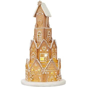 RAZ Imports 2021 Holiday Spice 18.5-inchWhite Icing Round Lighted Gingerbread House Figurine | Amazon (US)
