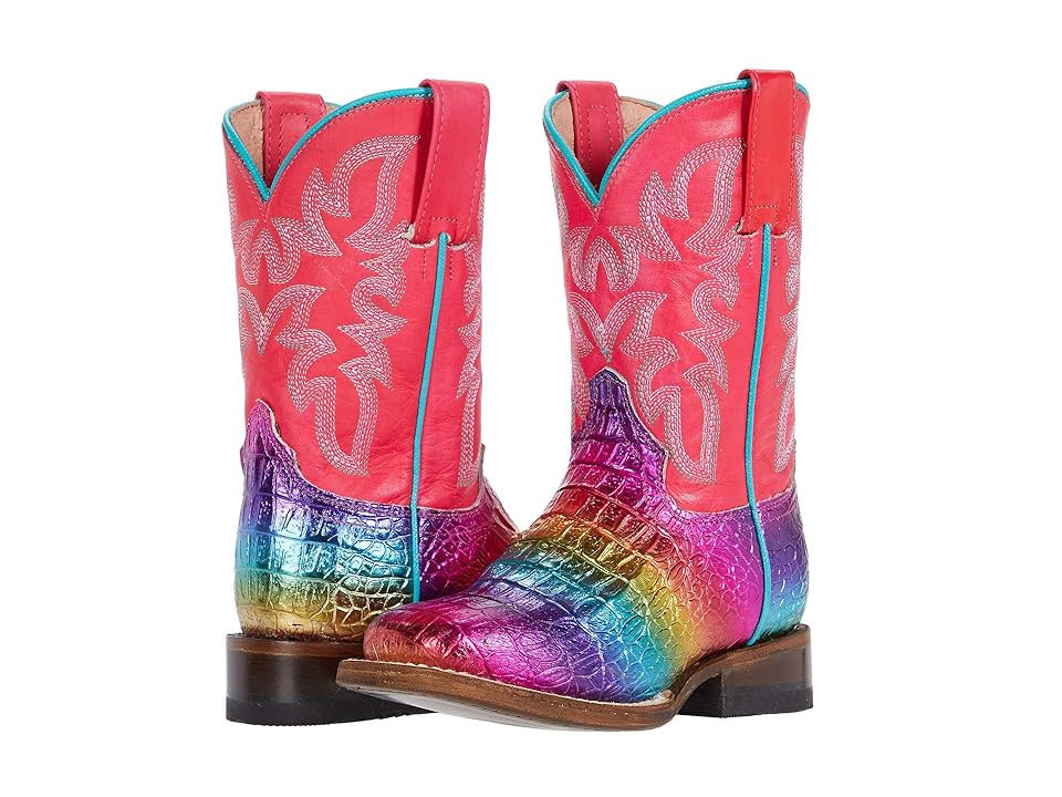 Roper Kids Ali (Toddler/Little Kid) (Rainbow Faux Caiman Vamp/Pink Shaft) Girls Shoes | Zappos