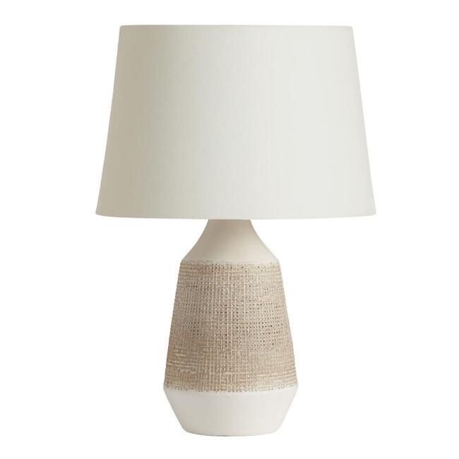 White and Gray Textured Ceramic Table Lamp Base | World Market