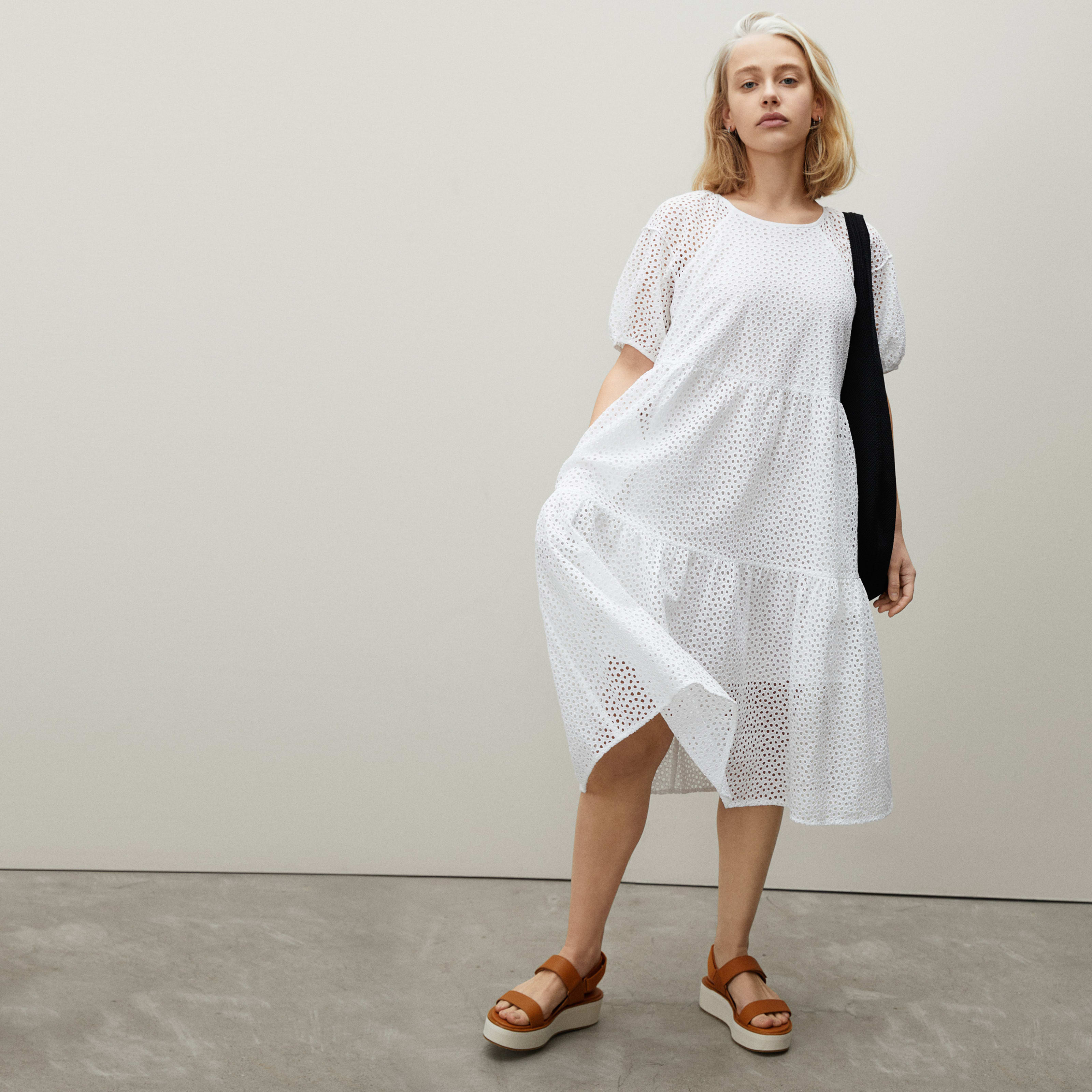 Women's Tiered Eyelet Dress by Everlane in White, Size S | Everlane
