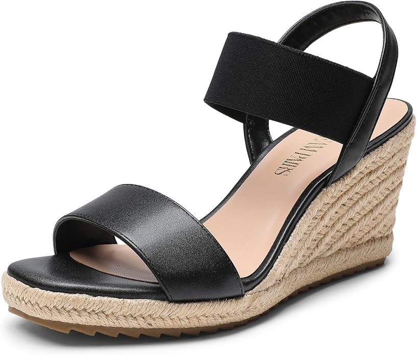 DREAM PAIRS Womens Open Toe Espadrilles Dressy Platform Sandals Slip on Elastic Ankle Strap Wedge... | Amazon (US)