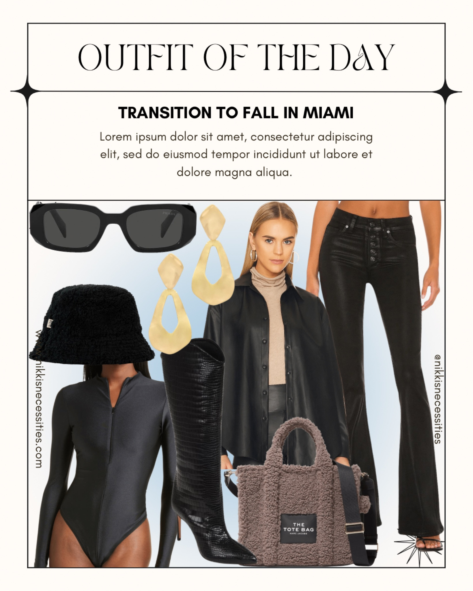 Fall 
Fall in Miami 
Transitional 
Tall boots 
Boot heels 
Statement earrings 
Gold earrings 
Revolve 
Beis 
Bucket hat 
Skims 
Bodysuit 
Metallic bodysuit 
Coated denim 
Bootleg Jean 
Leather shacket
Prada glasses 
Black sunglasses 
Trending sunglasses 
Marc Jacobs the tote 


#LTKstyletip #LTKSeasonal #LTKHoliday