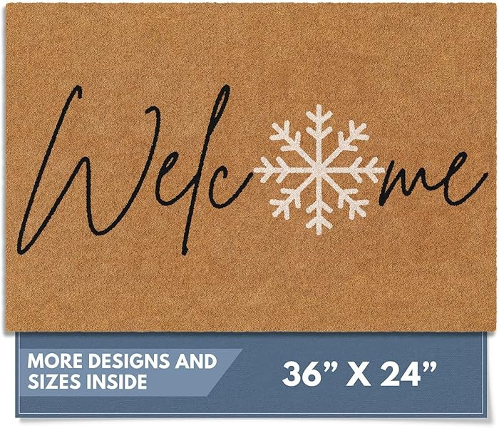 Barnyard Designs Natural Coco Coir Christmas Doormat - Large Cute Non-Slip Heavy Duty Backing Doo... | Amazon (US)