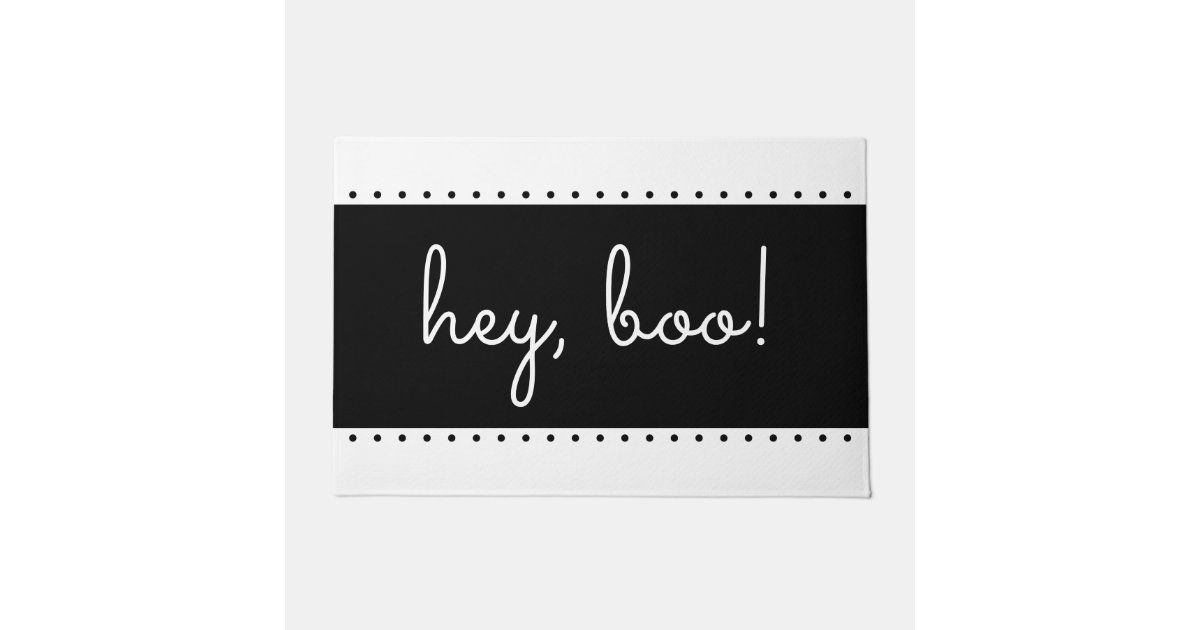 Hey, Boo Black and white Halloween doormat | Zazzle | Zazzle