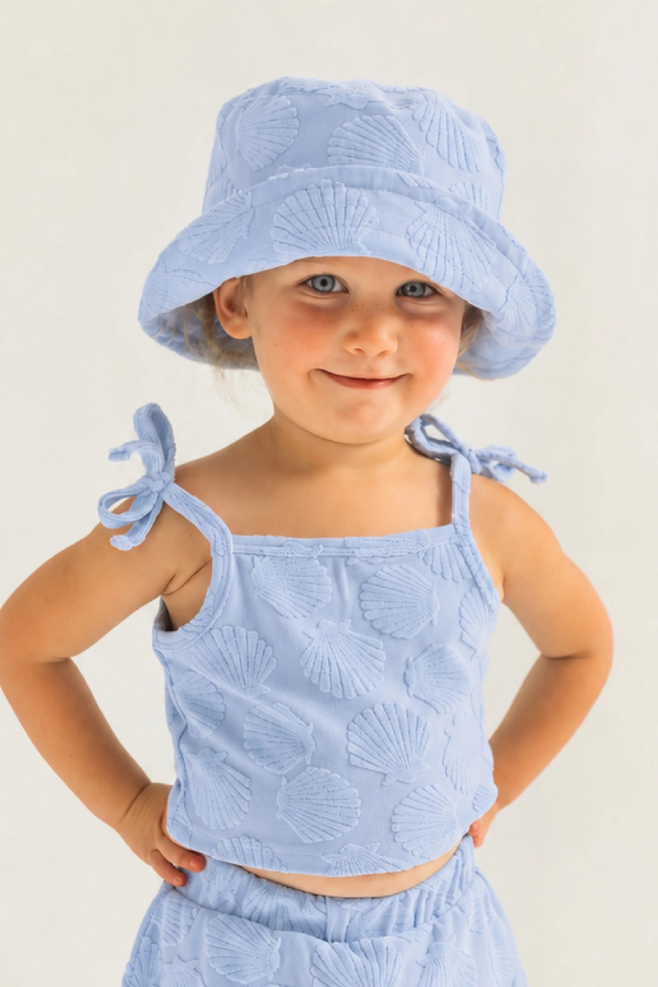 Blue Seashell Terry Bucket Hat | Girls Beach Vacation Hat | In My Jammers | In My Jammers