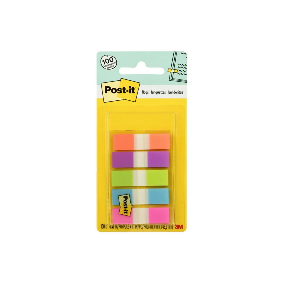 Post-it® Flags, Assorted Bright Colors, .5 in. Wide, 100 Flags/On-the-Go Dispenser | Target