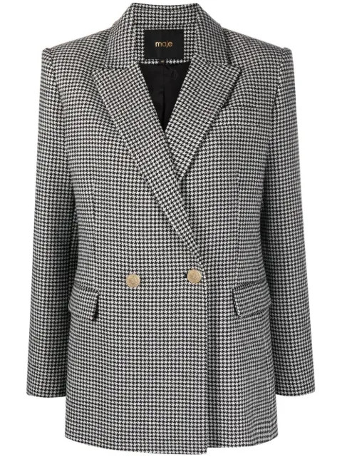 Maje double-breasted Houndstooth Blazer  - Farfetch | Farfetch Global