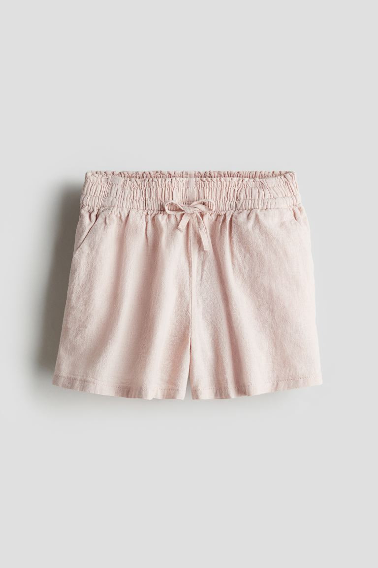 Linen-blend shorts - Light dusty pink - Kids | H&M GB | H&M (UK, MY, IN, SG, PH, TW, HK)
