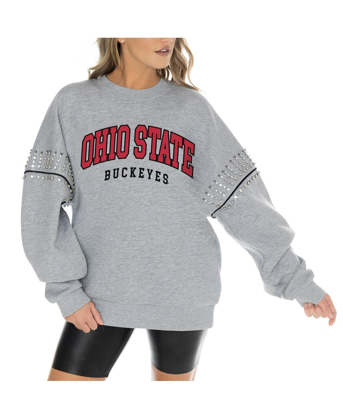 Gameday Couture Women's Heather Gray Ohio State Buckeyes Competitive Edge Oversized Fleece Pullover Sweatshirt - Heather Gray | Macy's