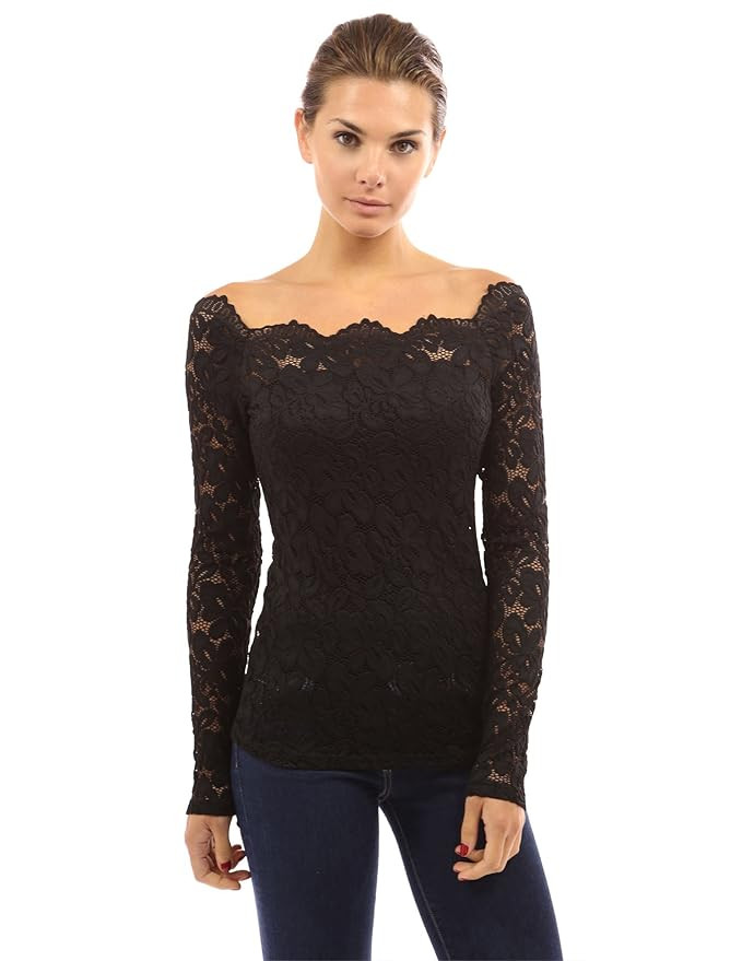 PattyBoutik Women Floral Lace Off Shoulder Top | Amazon (US)