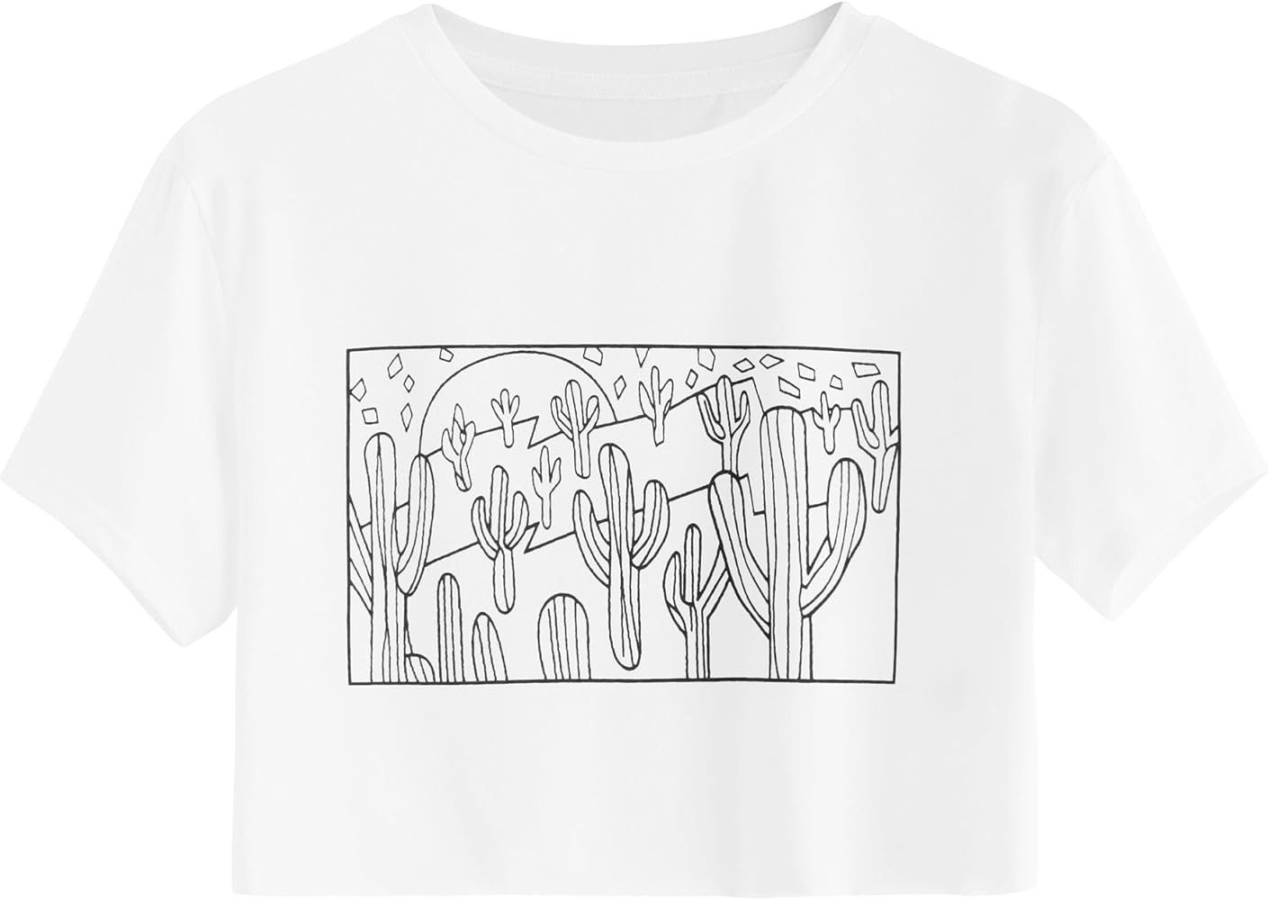 SweatyRocks Women's Cactus Print Crop Top Summer Short Sleeve Graphic T-Shirts | Amazon (US)