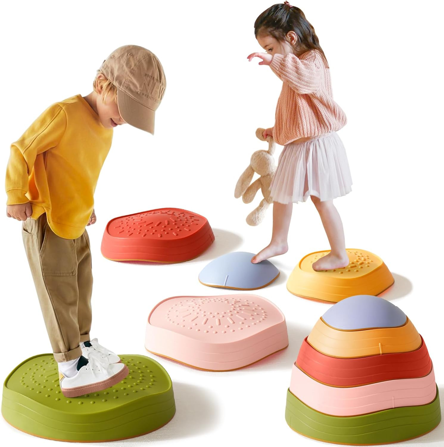 Tiny Land Stepping Stones for Kids, 5pcs Non-Slip Toddler Stepping Stones, Sensory Stepping Stone... | Amazon (US)