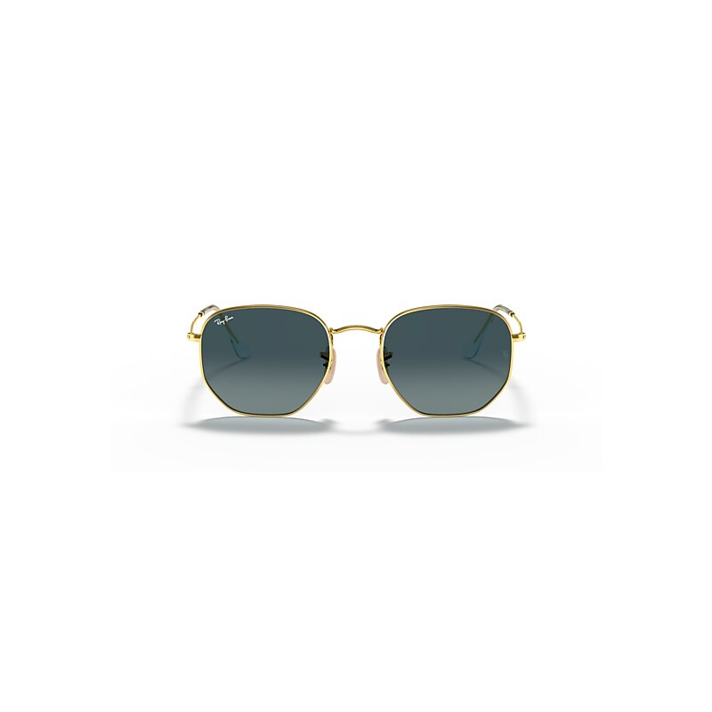 Ray-Ban Hexagonal Flat Lenses Sunglasses Gold Frame Blue Lenses 51-21 | Ray-Ban (US)