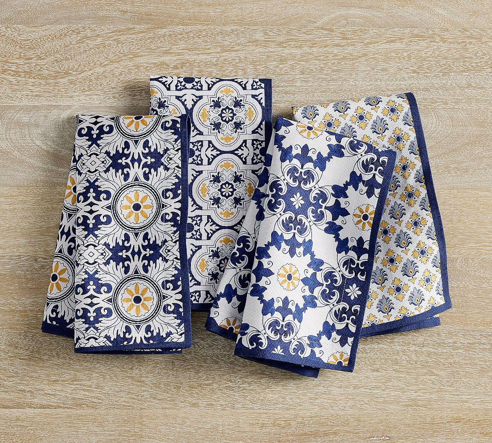 Mosaic Organic Cotton Napkins - Mixed Set of 4 | Pottery Barn (US)