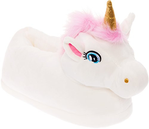 Silver Lilly Unicorn Plush Slippers - Novelty Animal Slippers w/Foam Support (White, Medium) | Amazon (US)