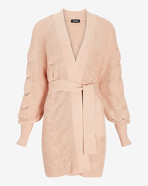 Pointelle Belted Cardigan | Express