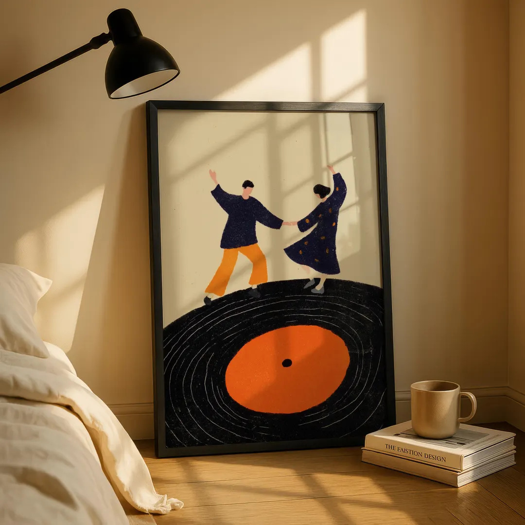 Dancing Couple Wall Art Print | Retro Vinyl Record Music Poster | Modern Music Inspired Illustrat... | Etsy (Global)