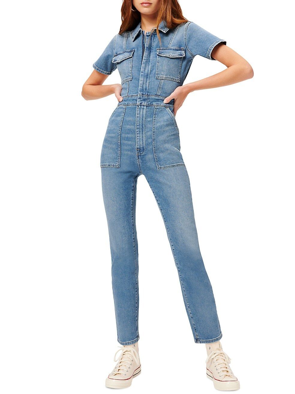 GOOD AMERICAN Fit For Success Denim Jumpsuit | Saks Fifth Avenue