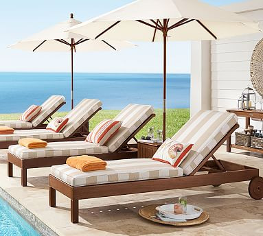 Chatham FSC® Mahogany Outdoor Chaise Lounge with Wheels | Pottery Barn (US)