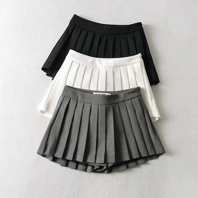 Zoki Sexy Women Pleated Skirts High Waist Summer Vintage Mini Skirts Korean Tennis Student White ... | AliExpress (US)