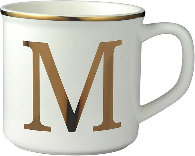 Miicol Ceramic Coffee Mug 16 oz, Monogram Coffee Cup, Golden Initial Tea Mug, Personalized Tea Cu... | Amazon (US)