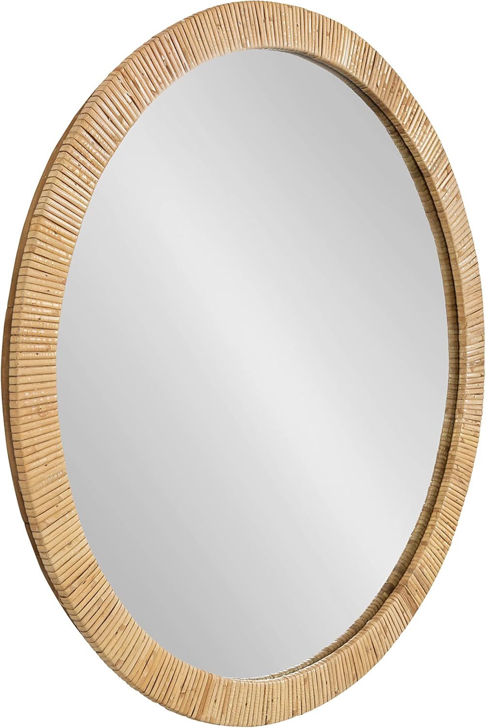 Kate and Laurel Rahfy Boho Round Rattan Mirror, 28 Inch Diameter, Natural Wood, Decorative Round ... | Amazon (US)