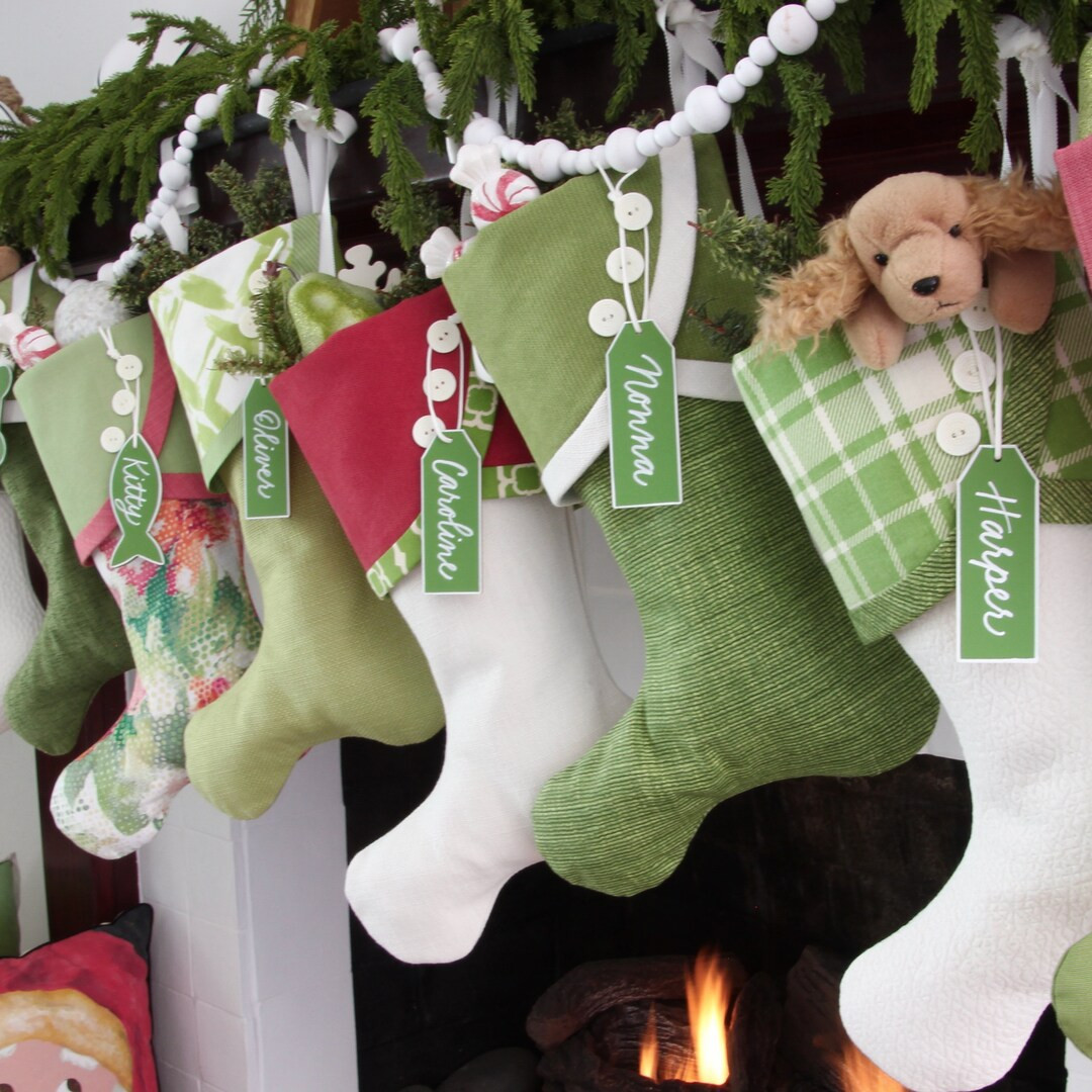 Festive Christmas Stockings With a Tropical Flair Vibrant Greens and Raspberry Reds Shipping Incl... | Etsy (US)