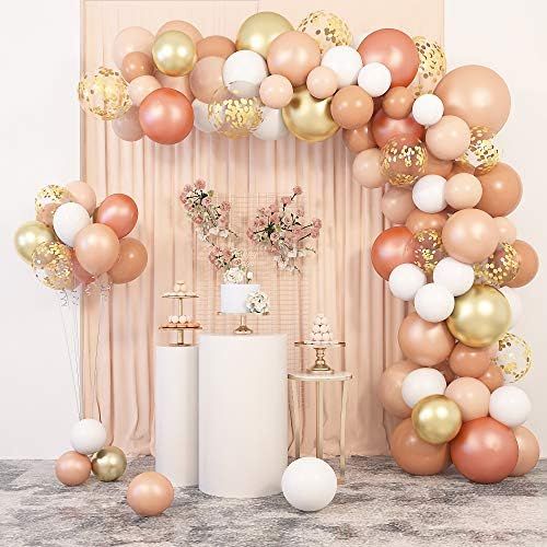 129 Pcs Blush Balloons Garland Arch Kit 12" 10" 5" Peach Rose Gold Pastel Orange Confetti Latex M... | Amazon (US)