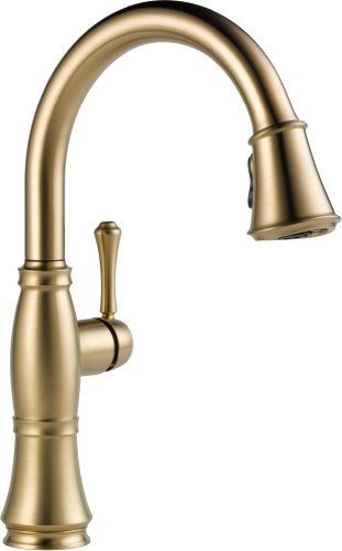 Delta Faucet 9197-CZ-DST Cassidy, Single Handle Pull Down Kitchen Faucet, Champagne Bronze | Amazon (US)