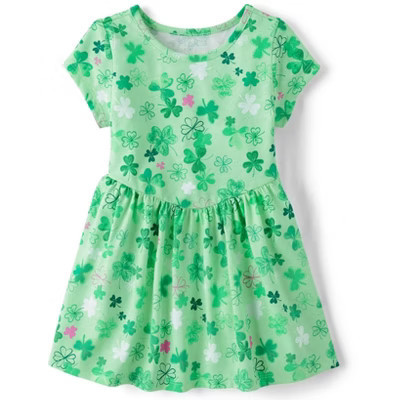 The Children's Place Toddler Girls Short Sleeve St. Patrick's Day V-Waist Dress Green 18-24 M | Target