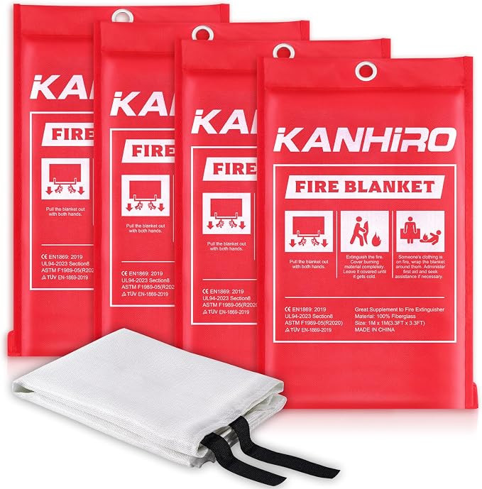 Emergency Fire Blanket for Home Kitchen - KANHIRO Fiberglass Fire Suppression Blanket Great for S... | Amazon (US)