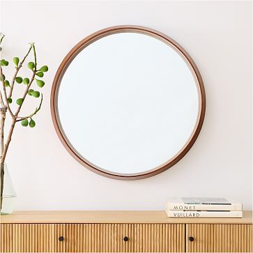 Eucalyptus Wood Frame Ledge Round Wall Mirror - 30" | West Elm | West Elm (US)