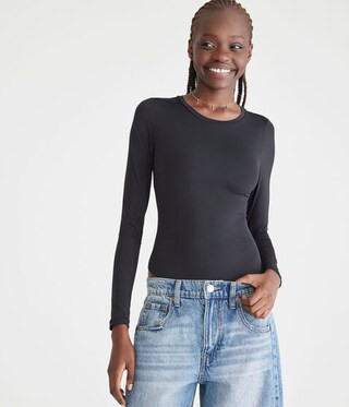 Long Sleeve Seriously Soft Smooth Crew Bodysuit | Aeropostale