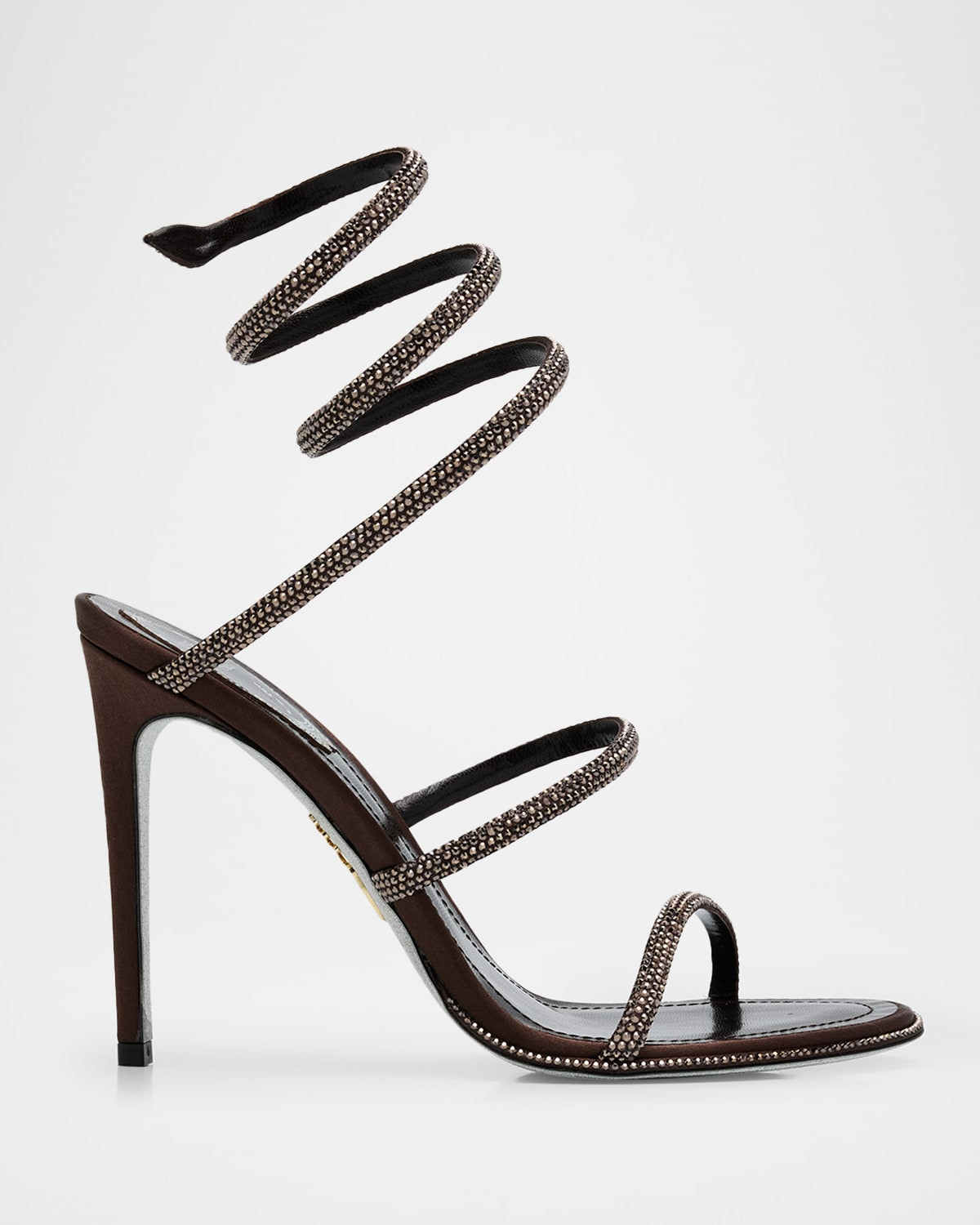 Snake Spiral-Wrap Strass Satin Sandals | Neiman Marcus