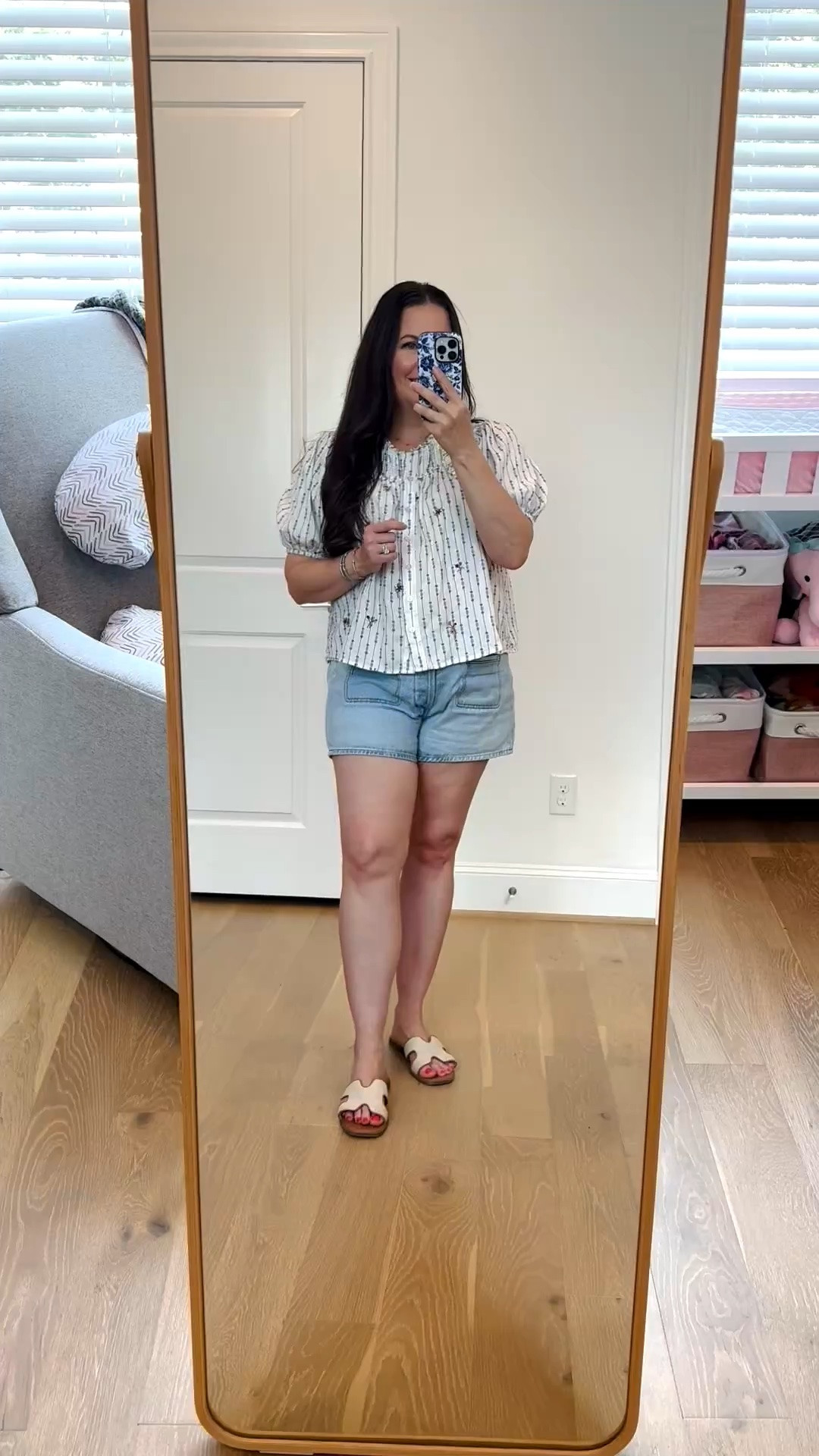 This ruffle trim button-front swing top is one of those effortless pieces that instantly elevates a casual look. The short puff sleeves add a feminine touch, and paired with these front pocket denim shorts, it’s an easy summer outfit you’ll reach for on repeat. Whether you’re packing for a trip, heading to brunch, or running errands with the kids, this look is perfect for vacation outfits, everyday mom style, and chic summer outfits over 40. Comfortable, flattering, and easy to dress up or down with sandals or sneakers all season long.

#LTKOver40 #LTKSeasonal #LTKPetite