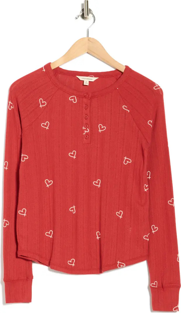 Lucky Brand Heart Print Pointelle Henley | Nordstromrack | Nordstrom Rack
