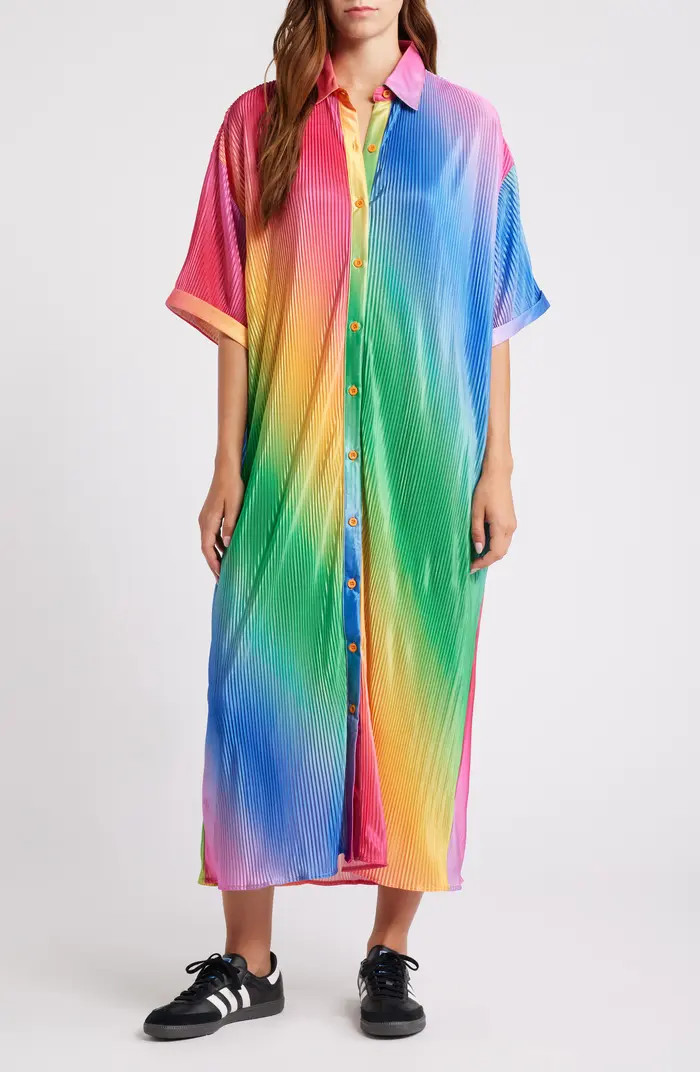 Dressed in Lala So Far So Good Oversize Plissé Shirt Dress | Nordstrom | Nordstrom