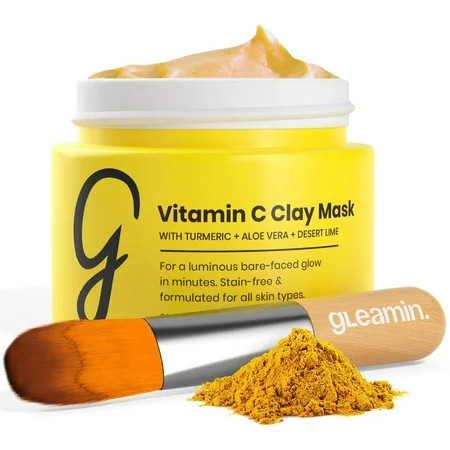Gleamin Vitamin C Clay Mask for Dark Spots 10-Minutes Turmeric Clay Face Mask Skin Care Deep Cleansing Pores Facial Improves Uneven Tone Post-Blemish Visibly Brighten Scarring & Texture - 2.5 Oz | Walmart (US)
