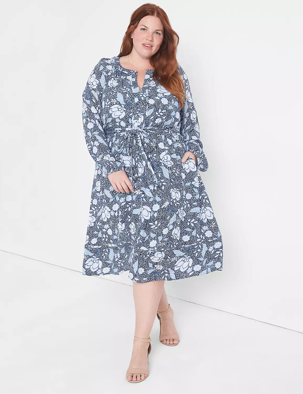 Fit & Flare Piping Detail Midi Dress | LaneBryant | Lane Bryant (US)